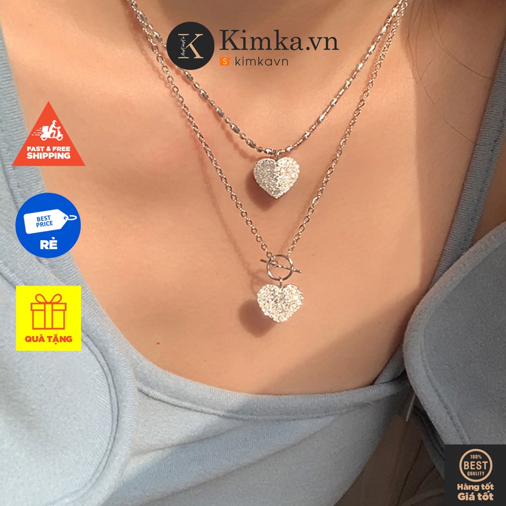 (0338) Dây Chuyền Hai Lớp Bạc S925 Trái Tim Lấp Lánh
