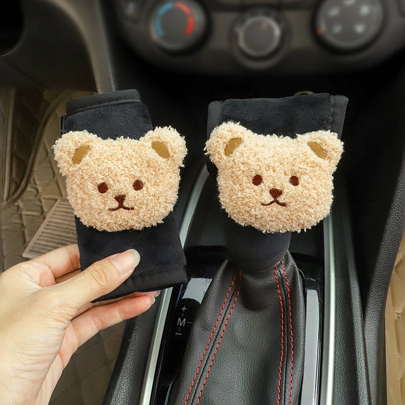 Shift Knob Cover Winter Plush Gear Shift Knob Cover Block Sleeve Handbrake Sleeve Car Gear Set Automatic Manual Gear Universal smeq
