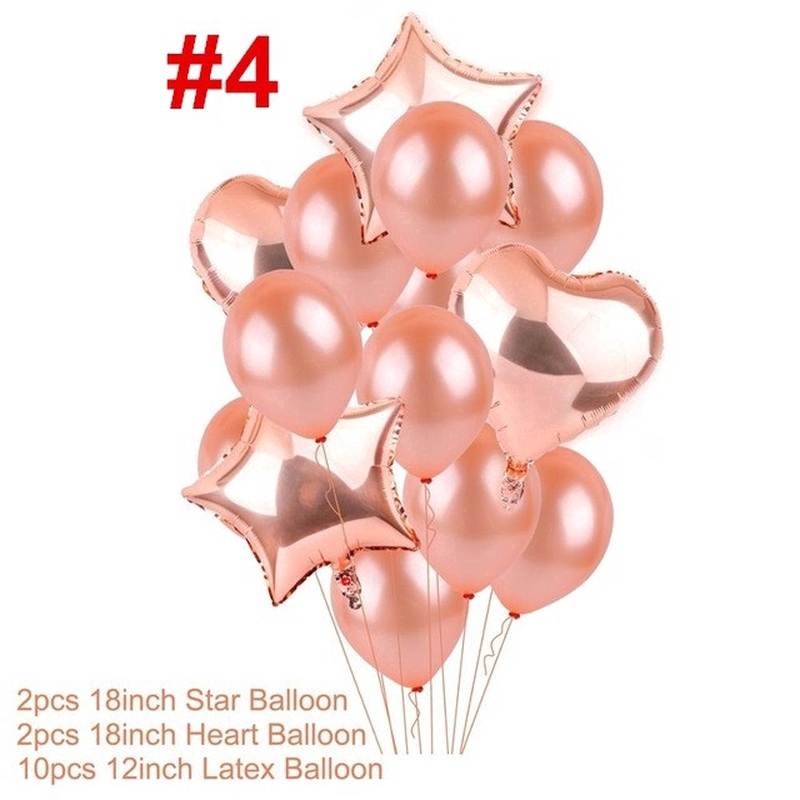 Bong Bóng Foil Màu Vàng Hồng Dùng Cho Tiệc Sinh Nhật, Đám Cưới