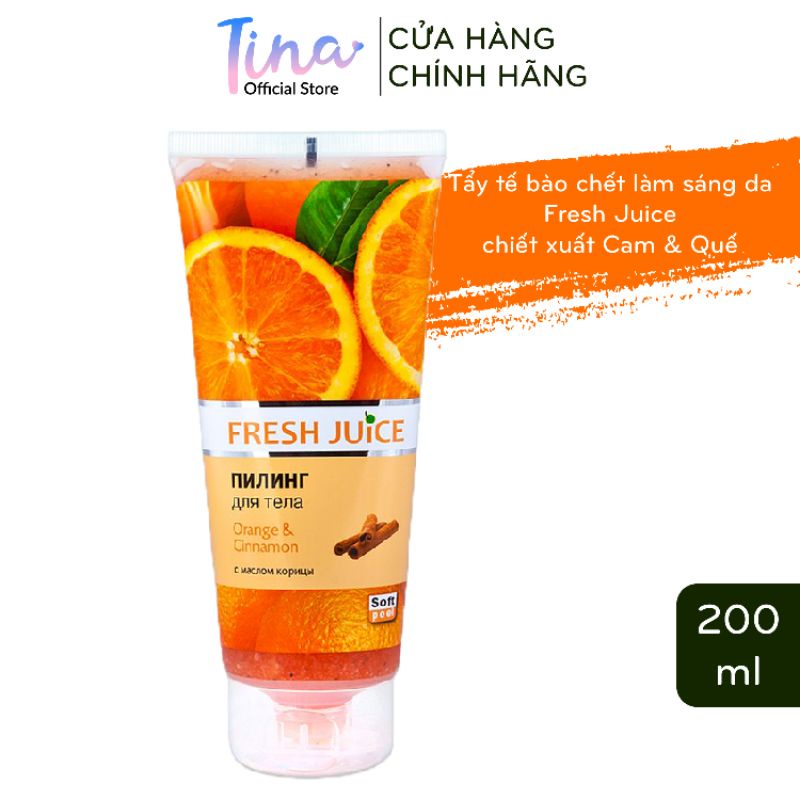 Tẩy Da Chết Toàn Thân Làm Sáng Da Fresh Juice Cam Và Quế 200ml/ chai - BioTopcare Official - TN099