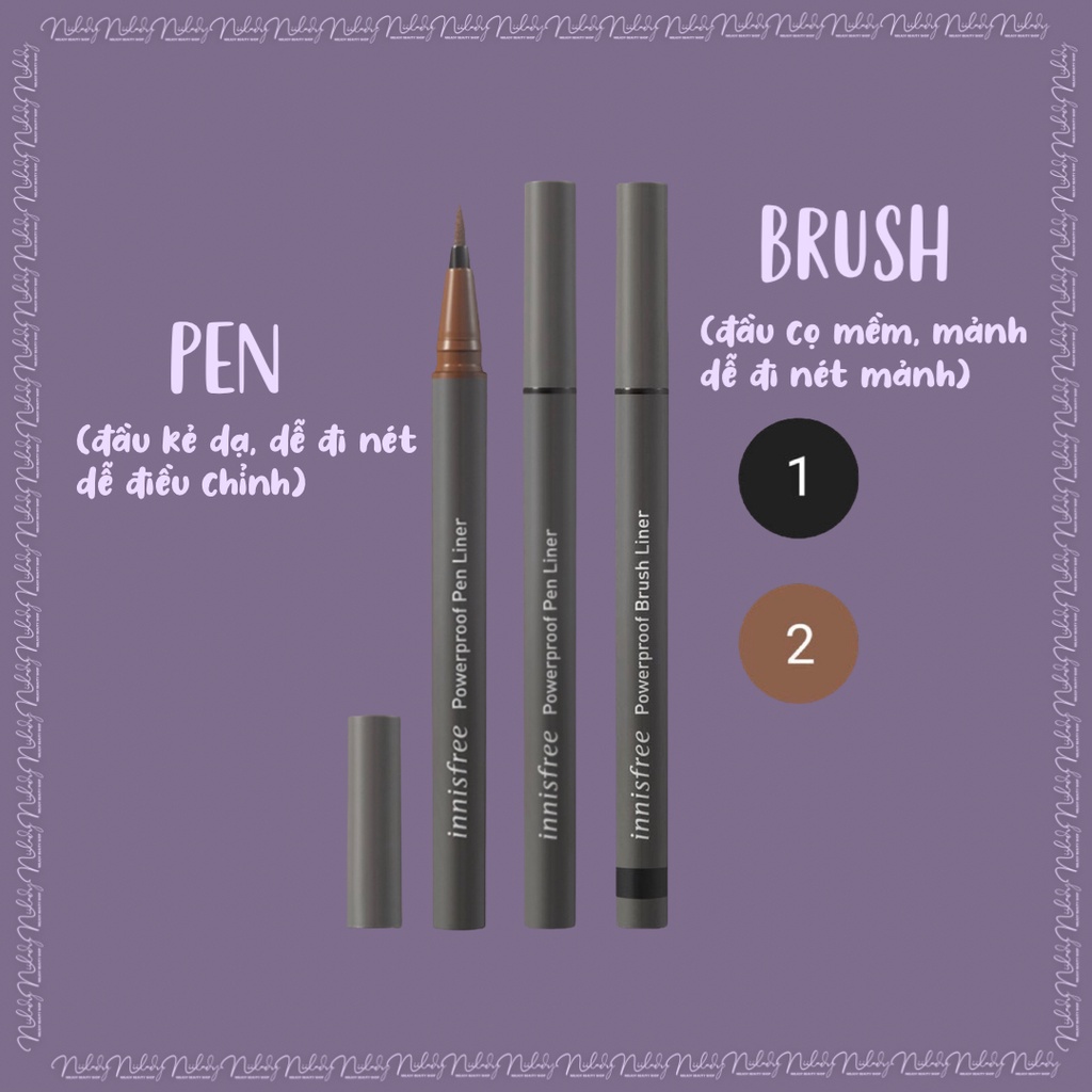 Kẻ mắt nước chống thấm Innisfree Powerproof Brush Liner, Innisfree Powerproof Pen Liner