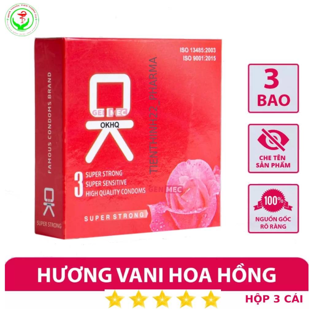 Bao cao su OK Hoa Hồng Vani  ngừa thai và bệnh truyền nhiễm hộp 3 cái