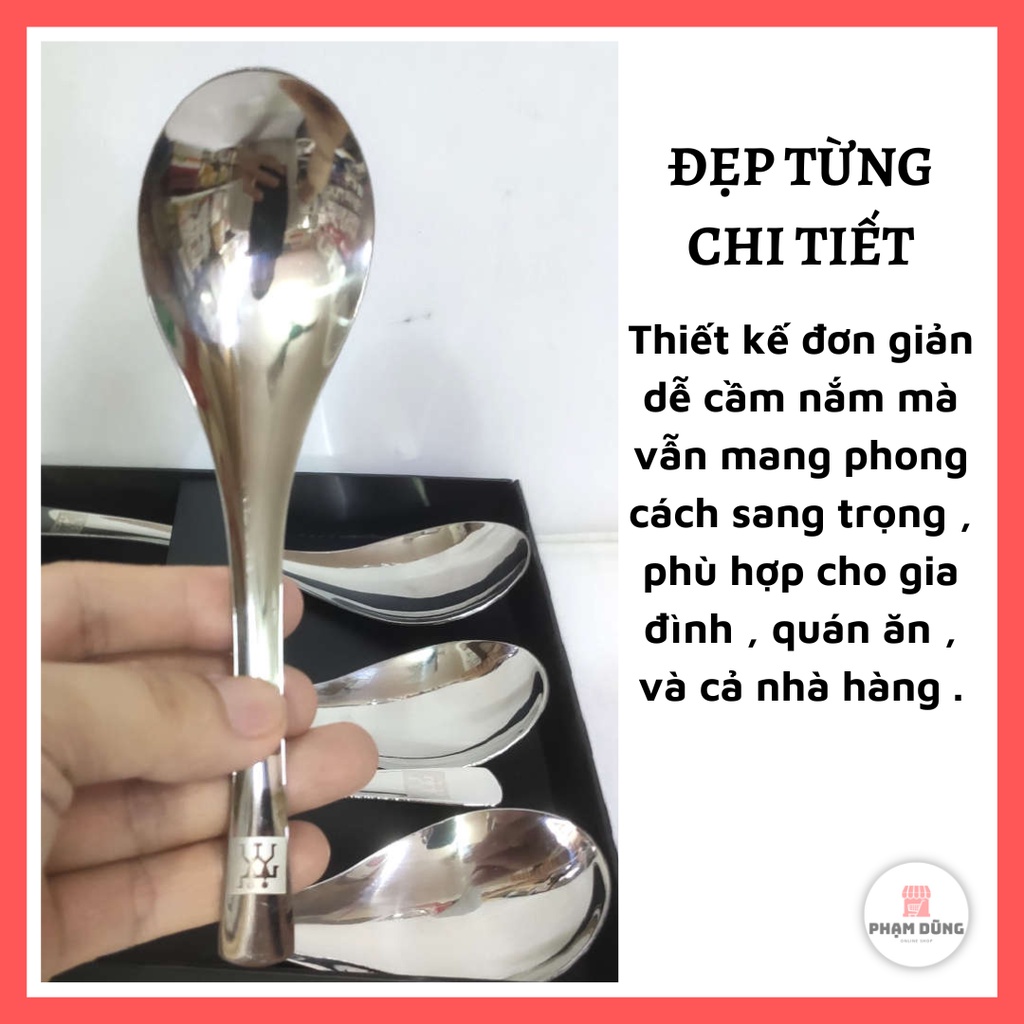 Bộ 5 muỗng inox 304 cán ngắn công nghệ Đức, combo 5 thìa ăn cơm cháo phở thép không gỉ