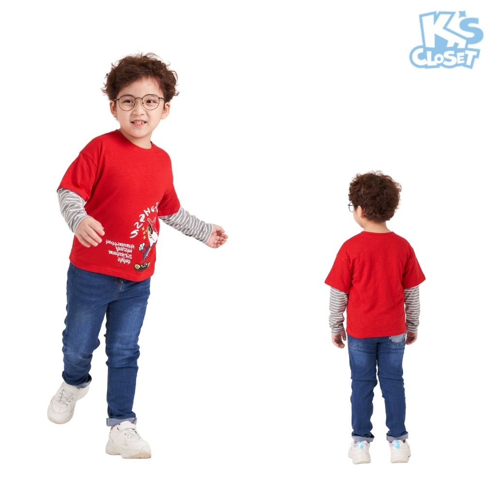 Áo dài tay trẻ em K'S CLOSET cách điệu ống tay, kiểu dáng năng động, thời trang E034ONF TMĐT