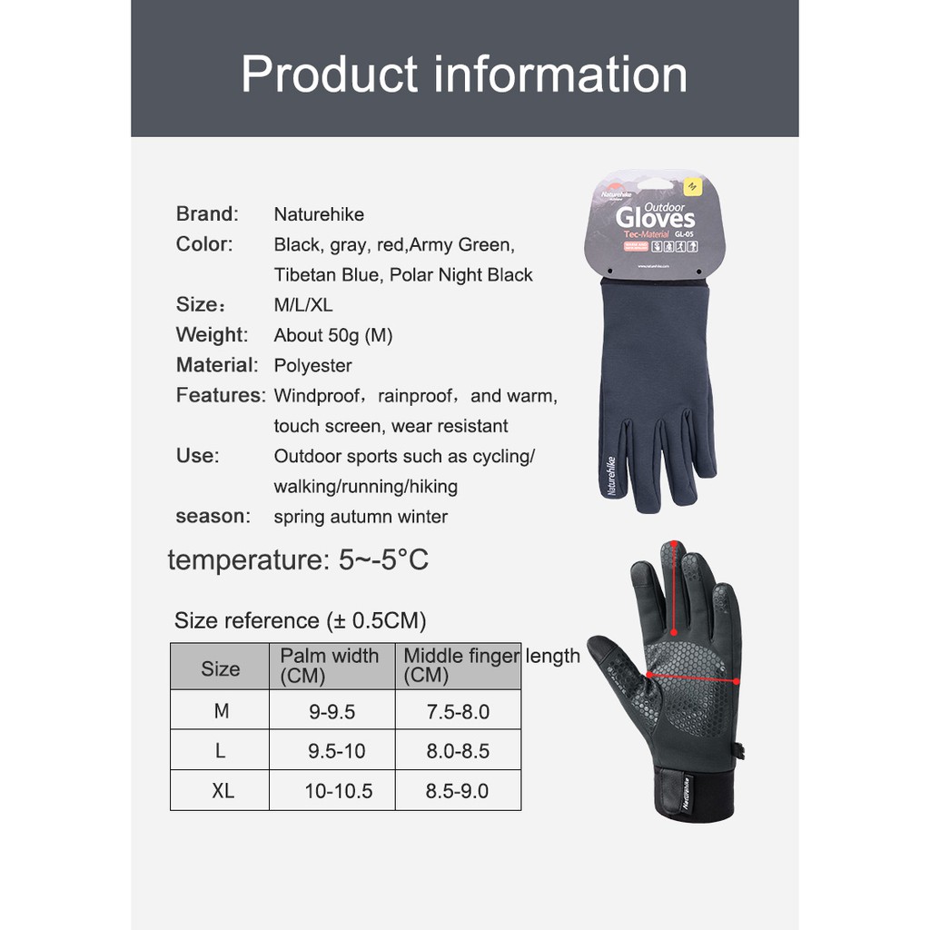 Găng tay chống nước có cảm ứng NatureHike NH19S005-T