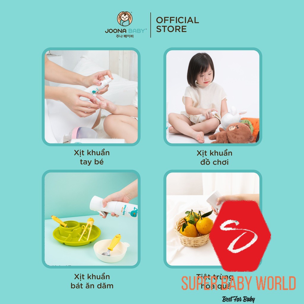 Xịt diệt khuẩn, khử mùi Baby Fresh an toàn cho bé 55ml JOONA BABY