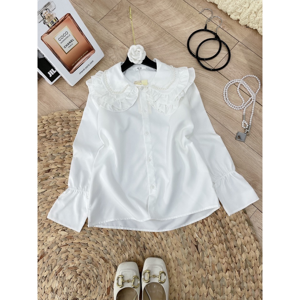 [HÀNG MỚI] 🎀 Áo sơmi cổ sen kép đính ngọc 🎀 | BigBuy360 - bigbuy360.vn