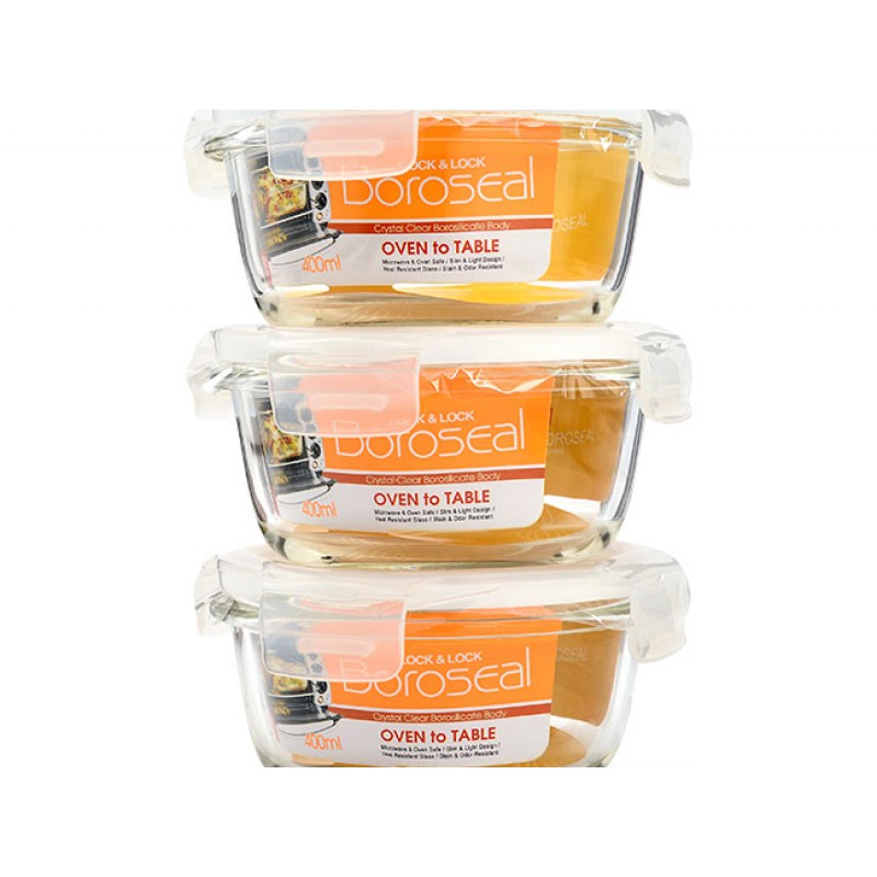 Bộ 3 thố thủy tinh Lock&Lock LLG822 400ml