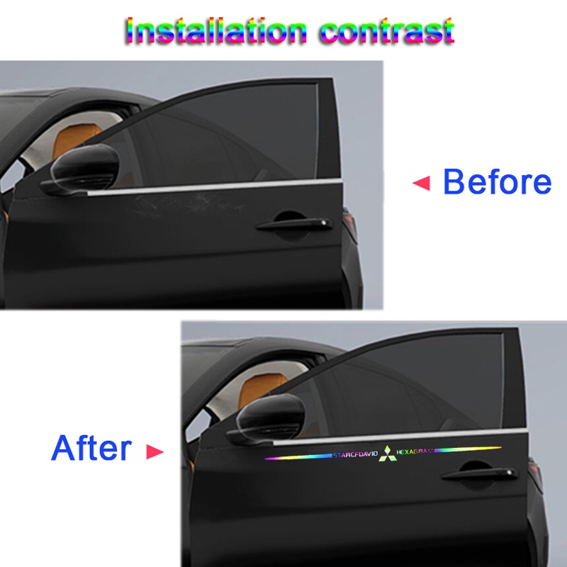 Tem Decal Dán Trang Trí Xe Ô Tô Laser Phản Quang Biểu Tượng "STARCFDAVID - Logo Hãng Xe - HEXAGRAM" Xe Mitsubishi Attrage Mirage Triton Xpander Champ Pajero Lancer Outlander