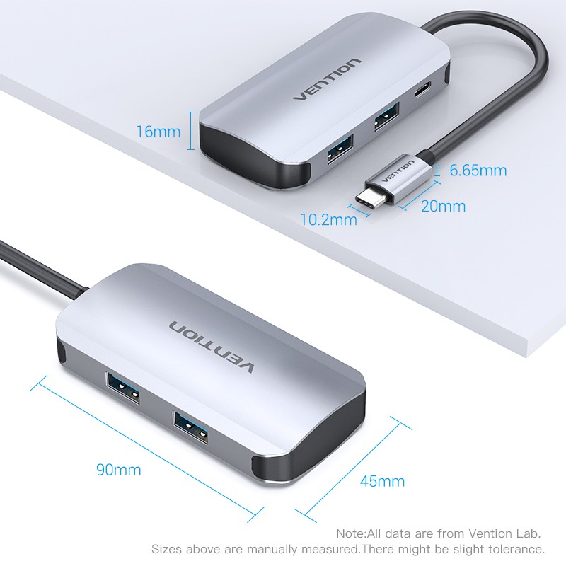 Đầu HUB kết nối đa cổng VENTION với 4 cổng USB C 3.1 sang USB 3.0 cho Macbook / Samsung