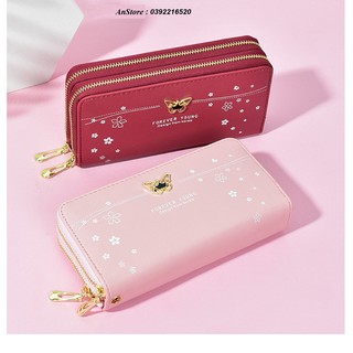 Ví Nữ Dài Cầm Tay FOREVER YOUNG, Bóp Da Nữ Trẻ Trung Phong Cách Hàn Quốc Nhiều Ngăn 2 Dây Khóa Thời Trang Cao Cấp LV.001
