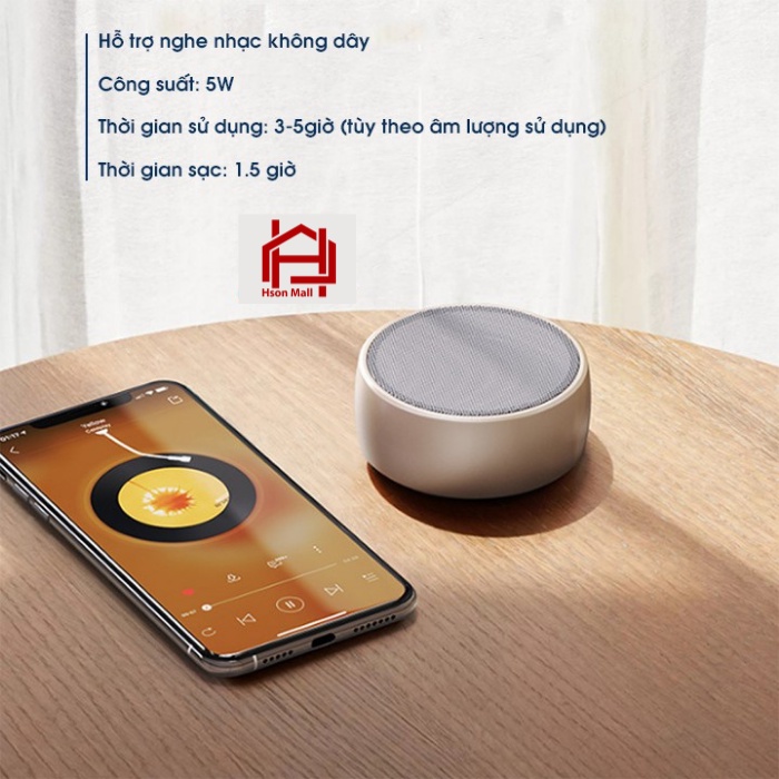 Loa bluetooth mini BS02 cao cấp loa không dây cầm tay HSON kèm móc treo tiện lợi và khe cắm thẻ nhớ