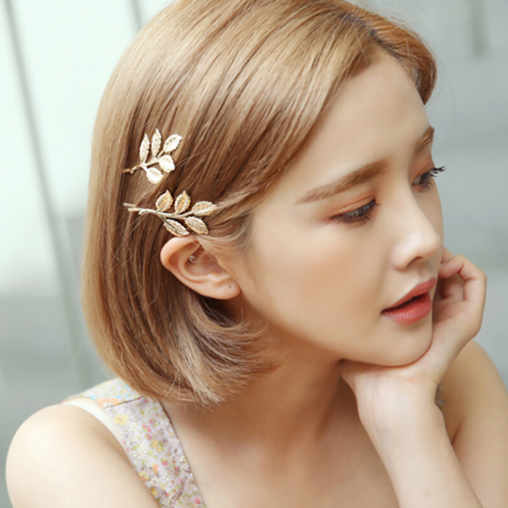 Everics Kẹp Tóc Hình Chiếc Lá Bằng Kim Loại Thanh Lịch Thời Trang Cho Cô Dâu
