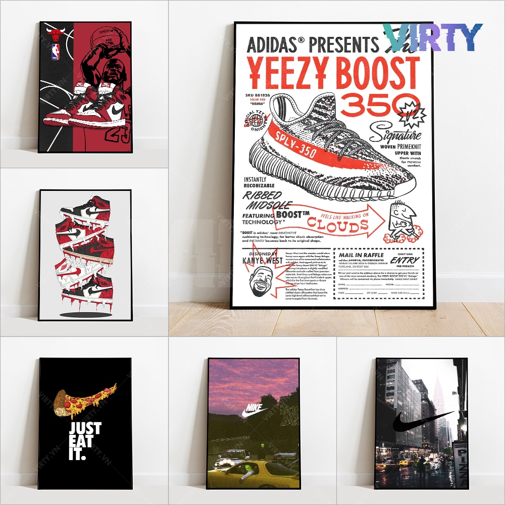 Tranh treo tường HYPEBEAST SNEAKER kèm khung composite VIRTY Tranh Canvas decor phòng ngủ, phòng làm việc