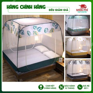 (M6-M8) Màn chụp tự bung Cao cấp 3 cửa màn họa tiết mùng màn khung