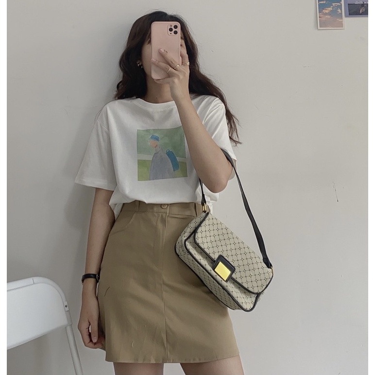 Chân váy kaki nữ bassic from A lưng cao có quần trong mã D222