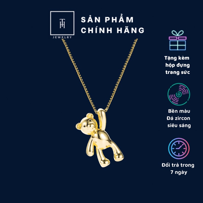 Dây chuyền HK Bạc Mạ Vàng 18K Teddy Bear phong cách hiện đại DCMV002