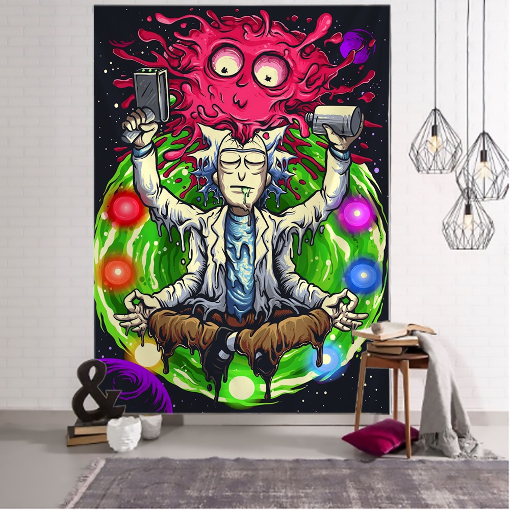 Thảm Treo Tường Trang Trí Họa Tiết Phù Thủy Hoạt Hình Phong Cách Bohemian Dễ Thương