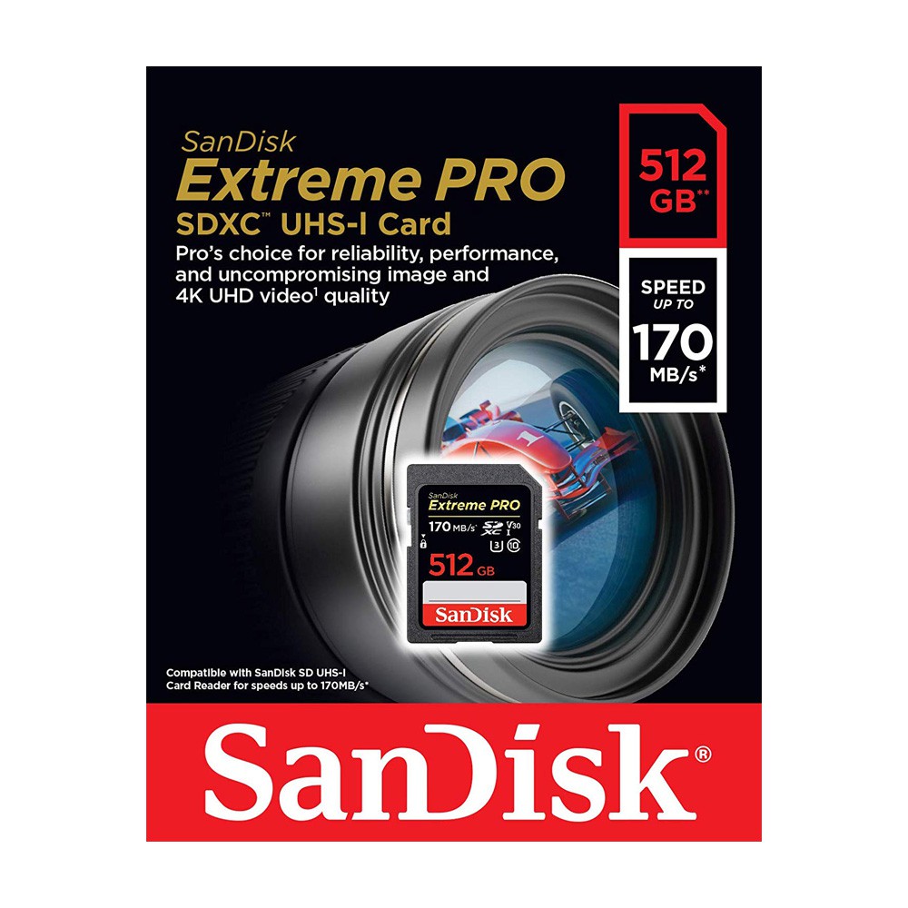 Thẻ nhớ SDXC SanDisk Extreme PRO 512GB UHS-I U3 4K V30 200MB/s 170MB/s (SDSDXXD-512G-ANCIN)