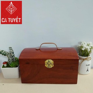 [FREESHIP] HỘP ĐỰNG CON DẤU, ĐỰNG TRANG SỨC GỖ HƯƠNG NẮP VÒM KHÓA CHỐT VÀNG CÓ QUAI XÁCH (LOẠI TO - ẢNH THẬT)