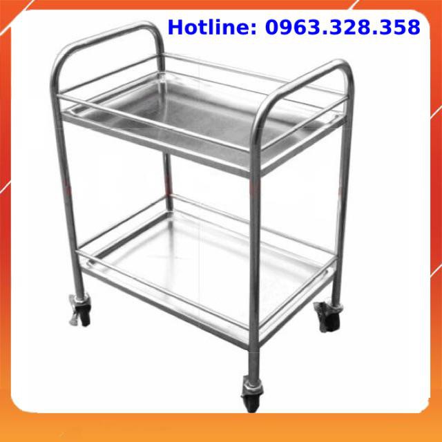 Xe đẩy inox 2 tầng - Xe tiêm inox 2 tầng