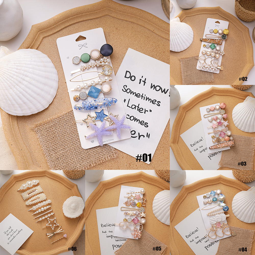 Set Kẹp Tóc Hình Học Đính Ngọc Trai Nhân Tạo Sau2Life