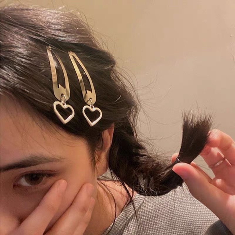 Kẹp tóc mái hình thánh giá và trái tim phong cách unisex