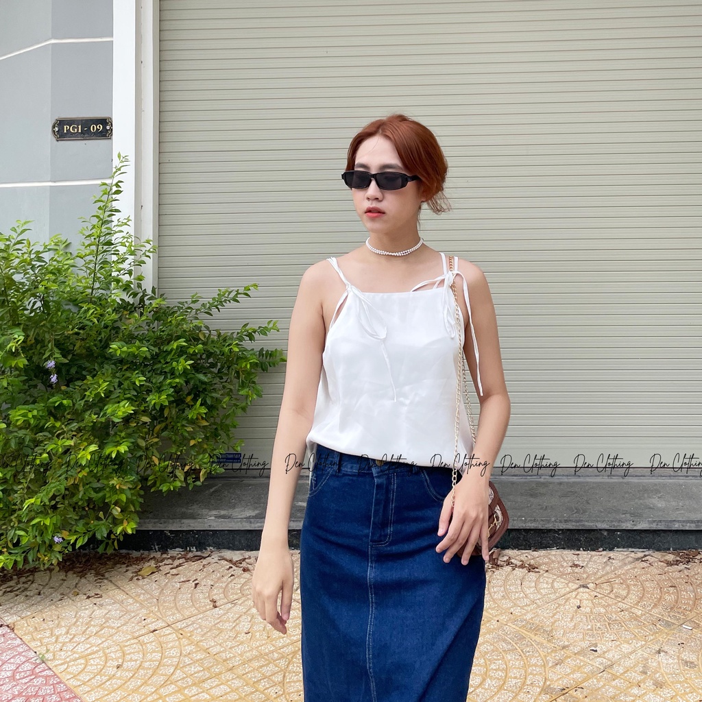 Áo hai dây Đen Clothing chất lụa mát có thể điều chỉnh dây vai tuỳ ý