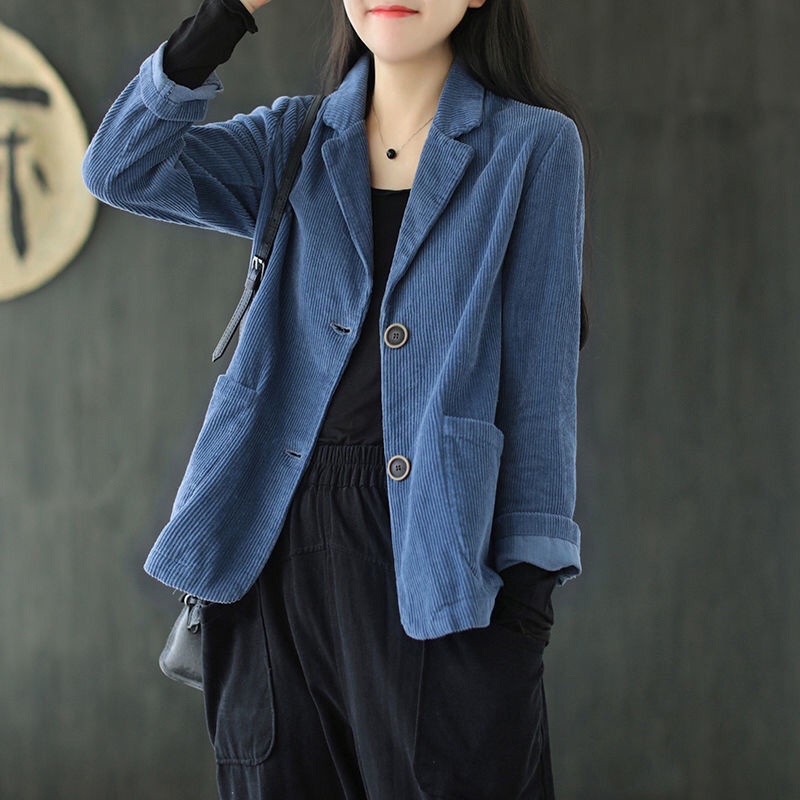 Áo khoác IELGY tay dài kiểu cổ com-lê thời trang phong cách retro cho nữ