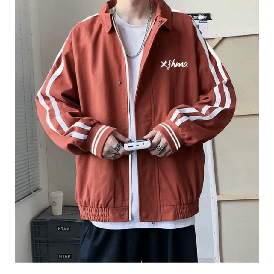 Áo Khoác Kaki Nam 2 Lớp Phối Sọc Tay Logo Cao Cấp Form Rộng Chuẩn Men Siêu Hot NEW UNISEX