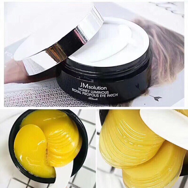 Mặt nạ mắt JM Solution Honey Luminous Royal Propolis Eye Patch (Black) 60 miếng + Tặng 1 mặt nạ JM solution bất kì