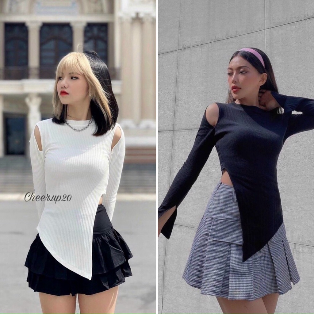 Áo khoét tay tà xéo style bụi bặm  KÈM ẢNH THẬT