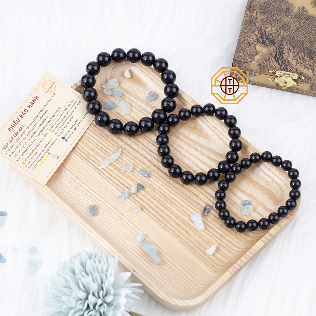 Vòng tay phong thủy đá Núi Lửa Đen  May Mắn Tài Lộc Bình An nam nữ mệnh Thủy Mộc - Phong Thủy Tây Tạng