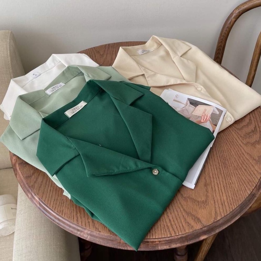 Áo Sơ Mi Trơn Cổ Vest Cộc Tay Basic Nhiều Màu, Labibi