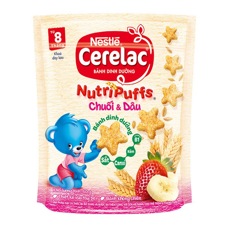 Bánh ăn dặm / Bánh dinh dưỡng của Nestle Nestle Cerelac Nutripuffs 50g