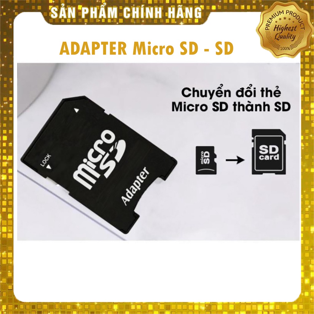 Adapter Dưỡng Chuyển Đổi Thẻ Nhớ Micro SD Sang SD Cho Máy Ảnh Laptop Đầu Đọc Thẻ