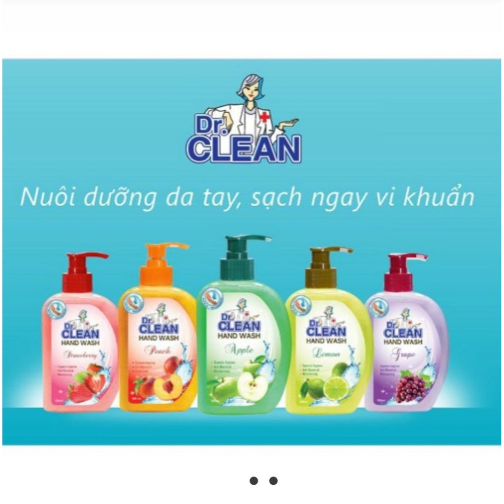 (TẶNG KHĂN ƯỚT 20 TỜ) Sữa rửa tay Kháng Khuẩn DR.CLEAN các mùi (500g)