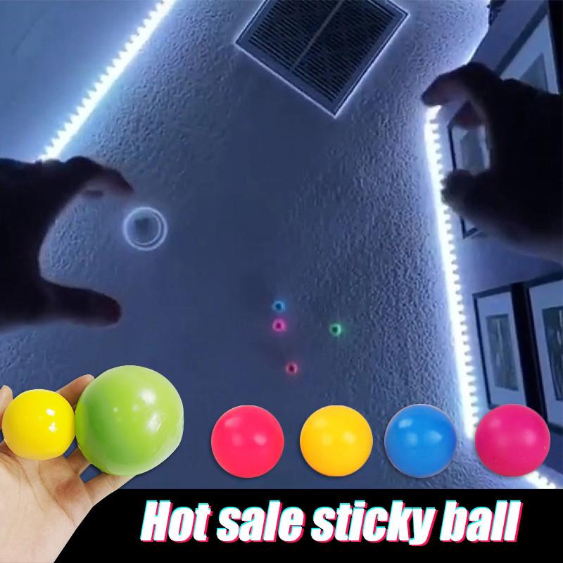 4Pcs Luminous Stress Relief Balls Sticky Wall Ball Game Toy