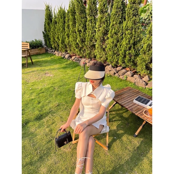 Set đầm đi tiệc Hana (có bigsize ) hai dây phối khoác sơmi cutout ❤️