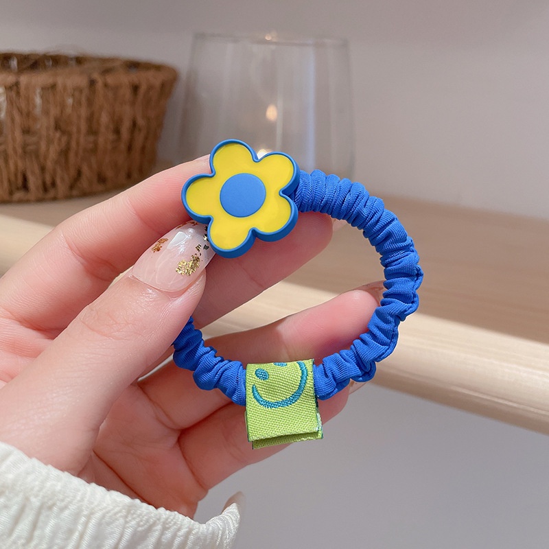 Dây Buộc Tóc Cao Su Co Giãn Họa Tiết Bông Hoa Mặt Cười Dễ Thương 2022