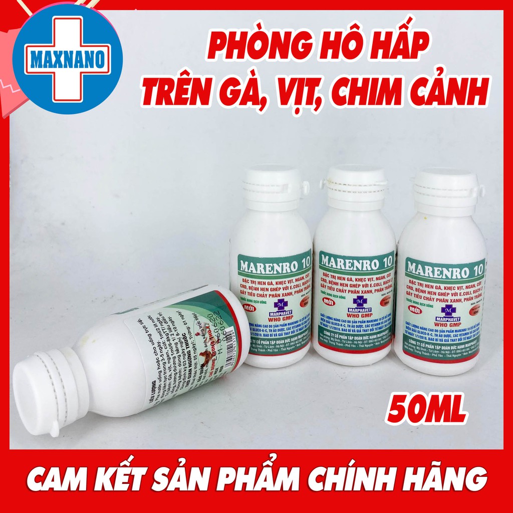 Hộp 50ml MARENRO 10 lọ Chuyên dùng cho gà đá, chim cảnh, thú cảnh, thỏ con