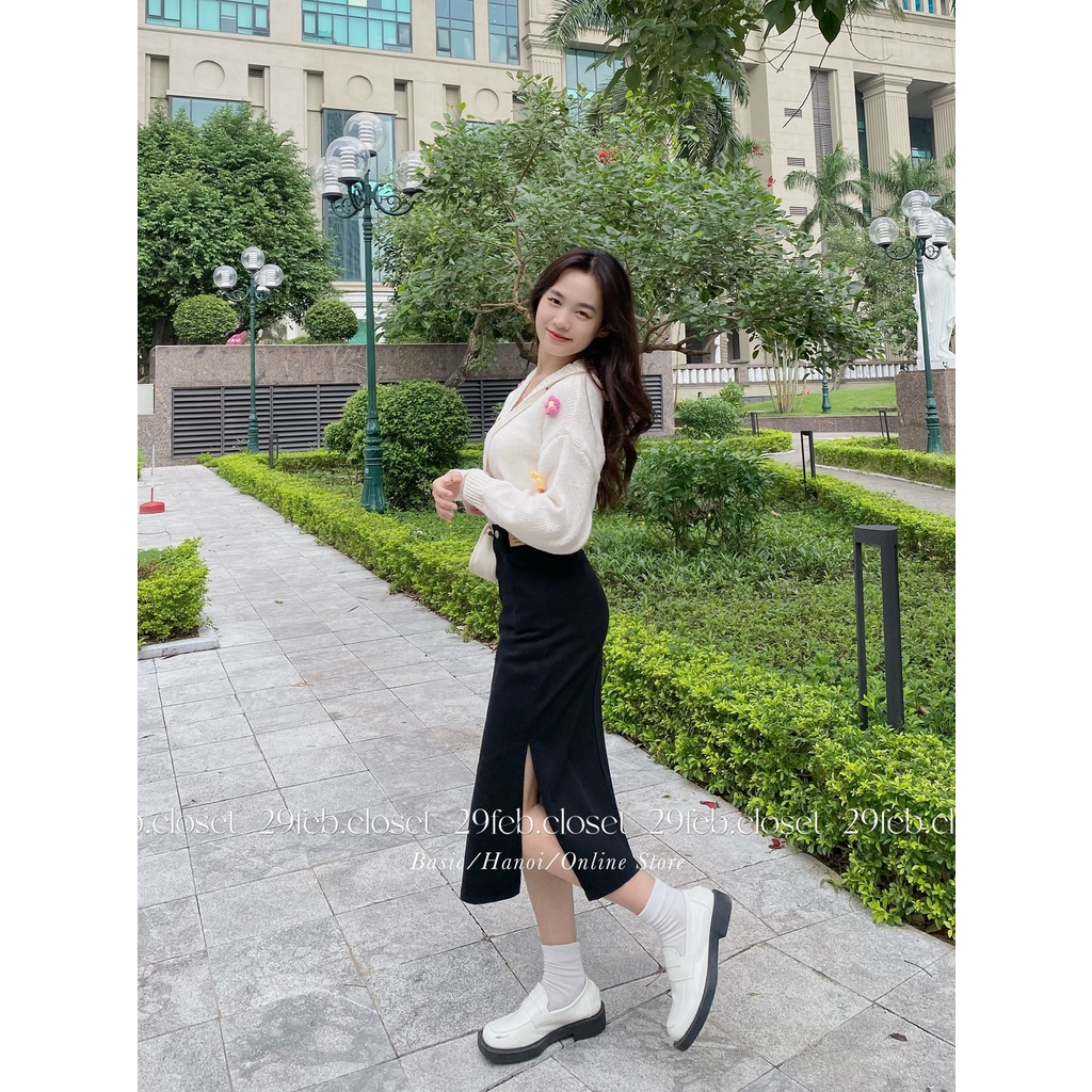 Chân váy jeans dáng dài xẻ 1 bên có tag - 29feb.closet - CV12