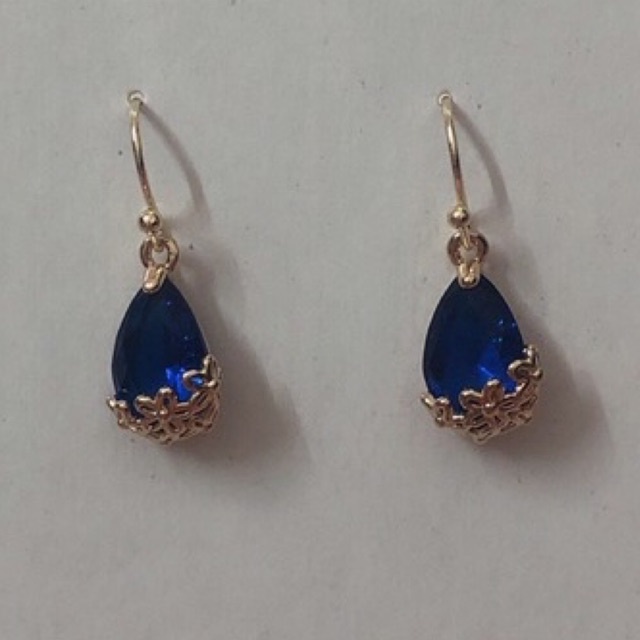 Bông tai pha lê xanh Hoàng Gia mạ vàng cao cấp