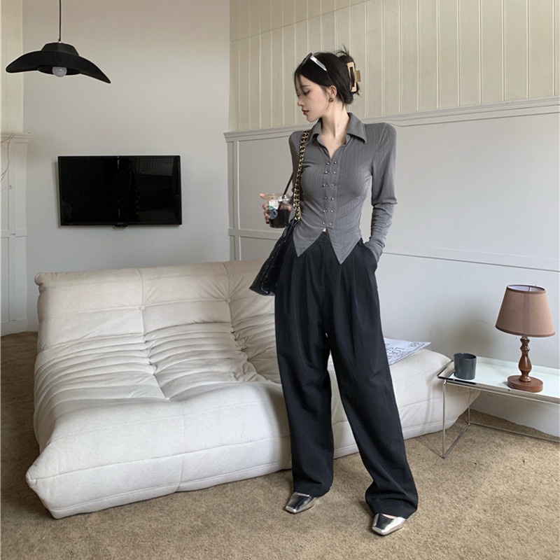 Áo Thun Polo Tay Dài Dáng Ôm Thời Trang Mùa Thu Cho Nữ