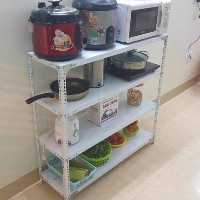 Kệ sắt v lỗ 4 tầng dài 1m rộng 0,3m cao 1,2m màu TRẮNG