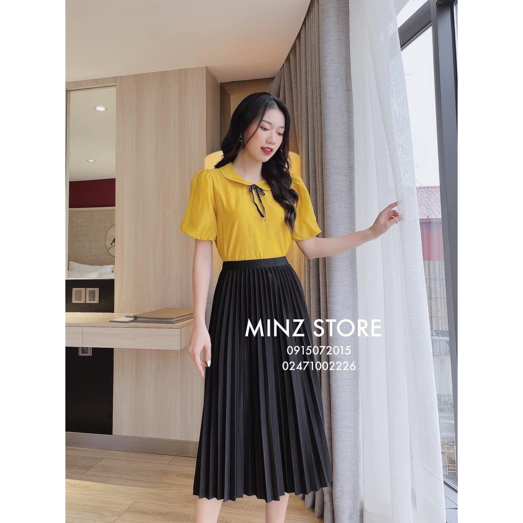 Chân váy xếp ly cạp chun dáng dài