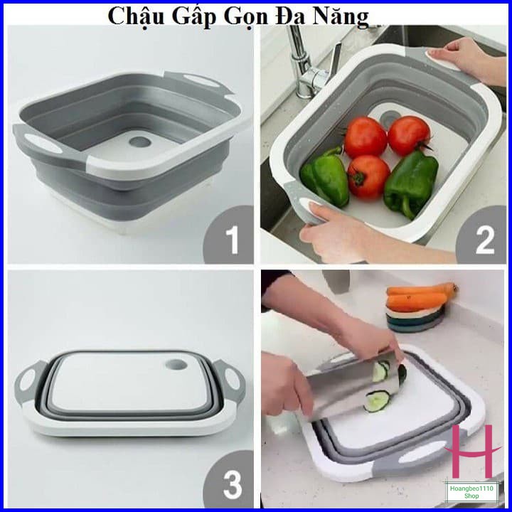 Chậu Gấp Đa Năng - Kiêm Thớt - Rổ Đựng Cao Cấp Tiện Ích { H }