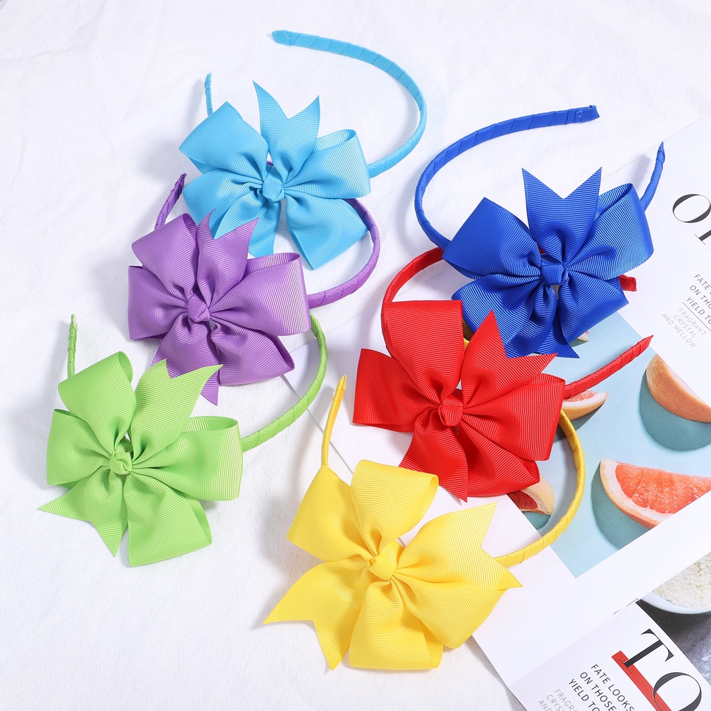 Cài tóc bé gái KIDSBOWS 4.5 inch đính nơ màu trơn thời trang