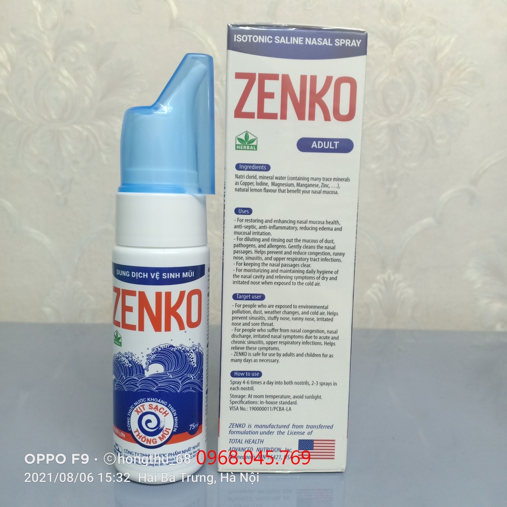 DUNG DỊCH VỆ SINH MŨI ZENKO chai 75ml