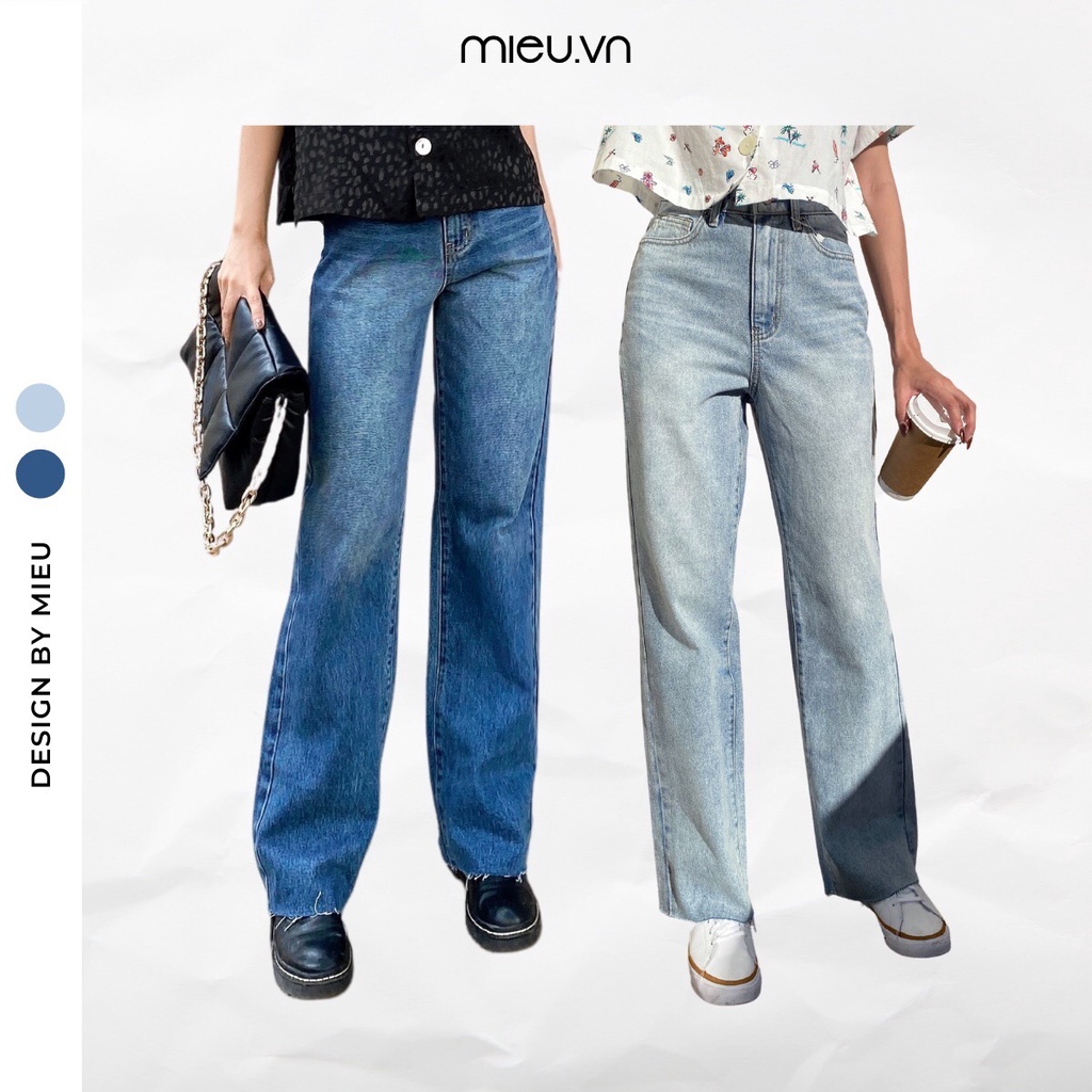 Quần jeans suông cắt lai - HD07